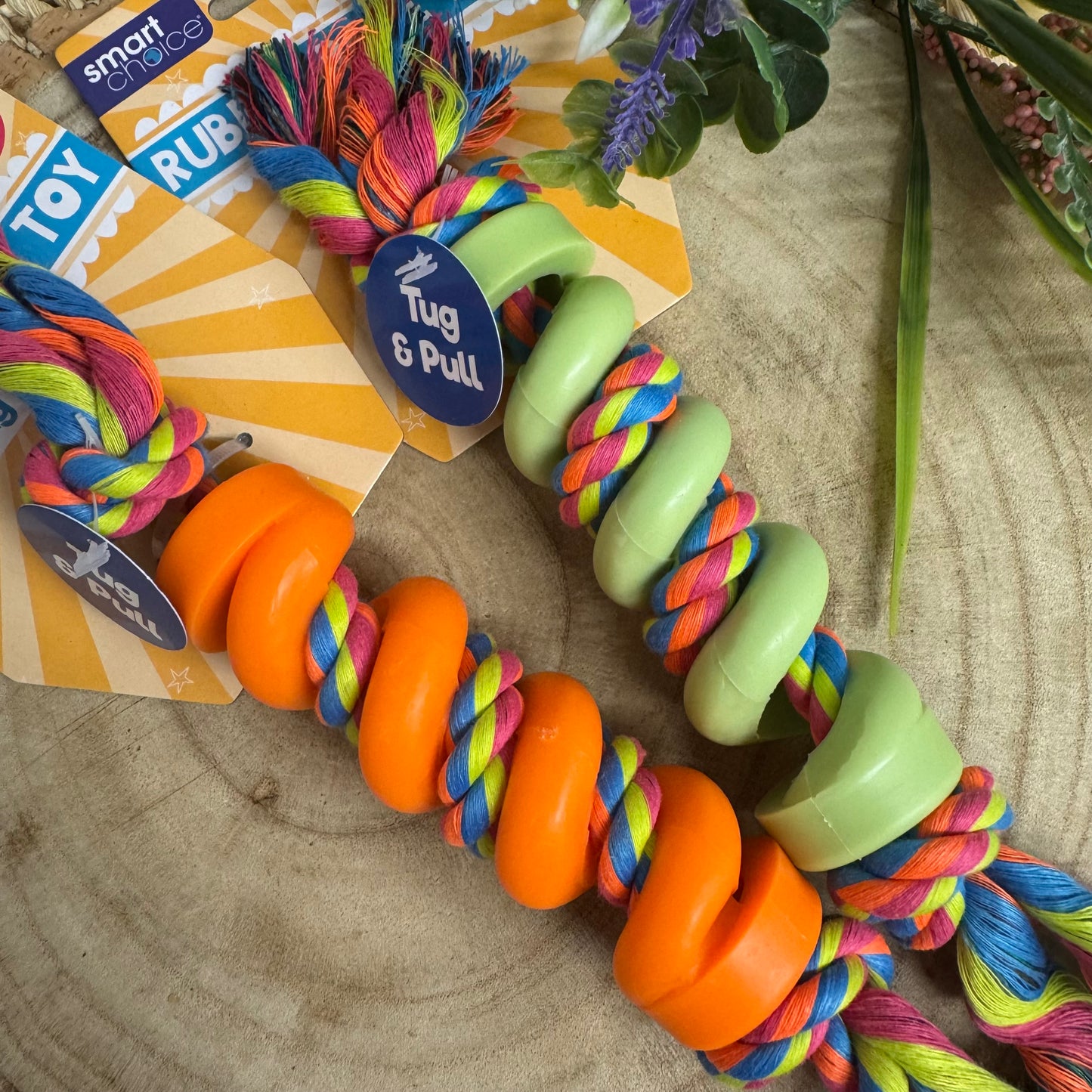 Tug & Pull Rubber Rope Spiral Dog Toy | 4 Colours