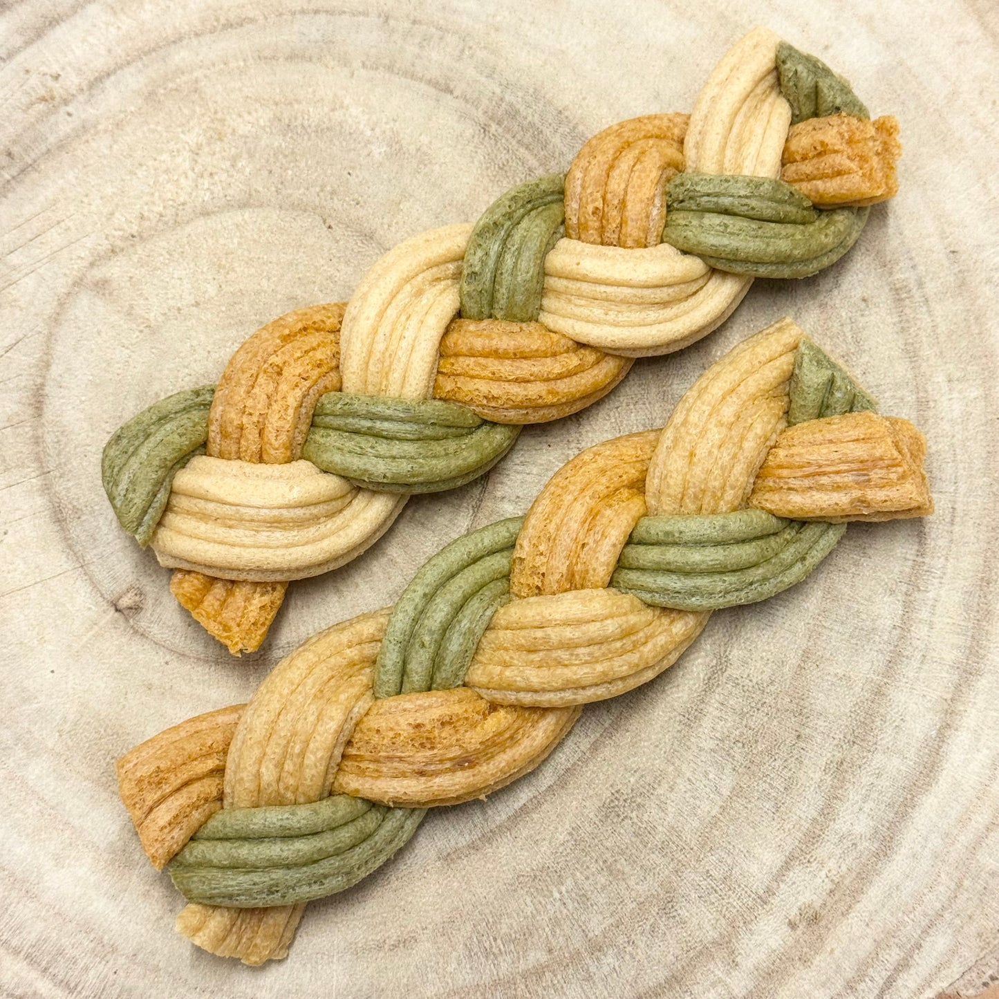 Peanut, Carrot & Spinach Braids