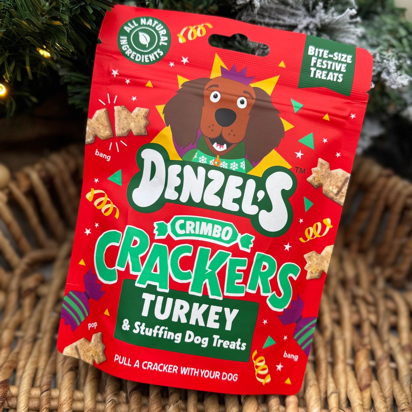 Denzel's Crimbo Crackers | Turkey & Stuffing Dog Treats 90g