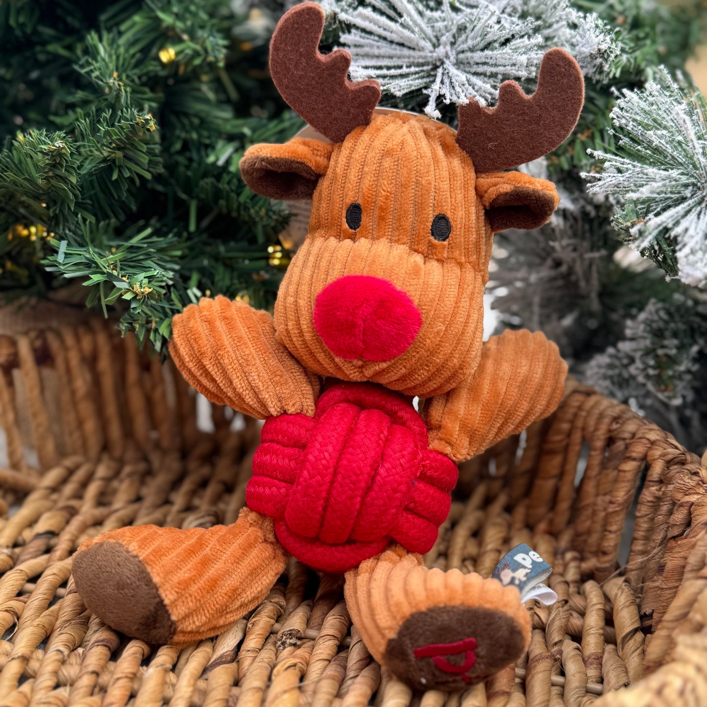 Riley the Reindeer | Plush & Rope Ball Dog Toy