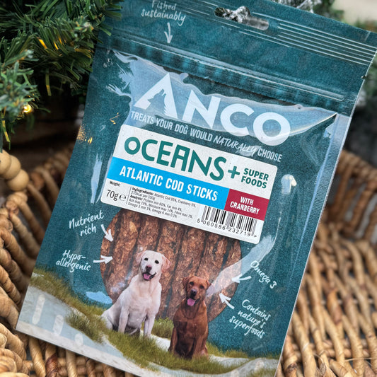 Anco Oceans+ | Atlantic Cod Sticks with Cranberry 70g