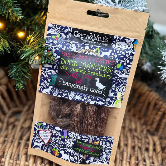 Green & Wilds | Duck & Cranberry Christmas Bangers 75g