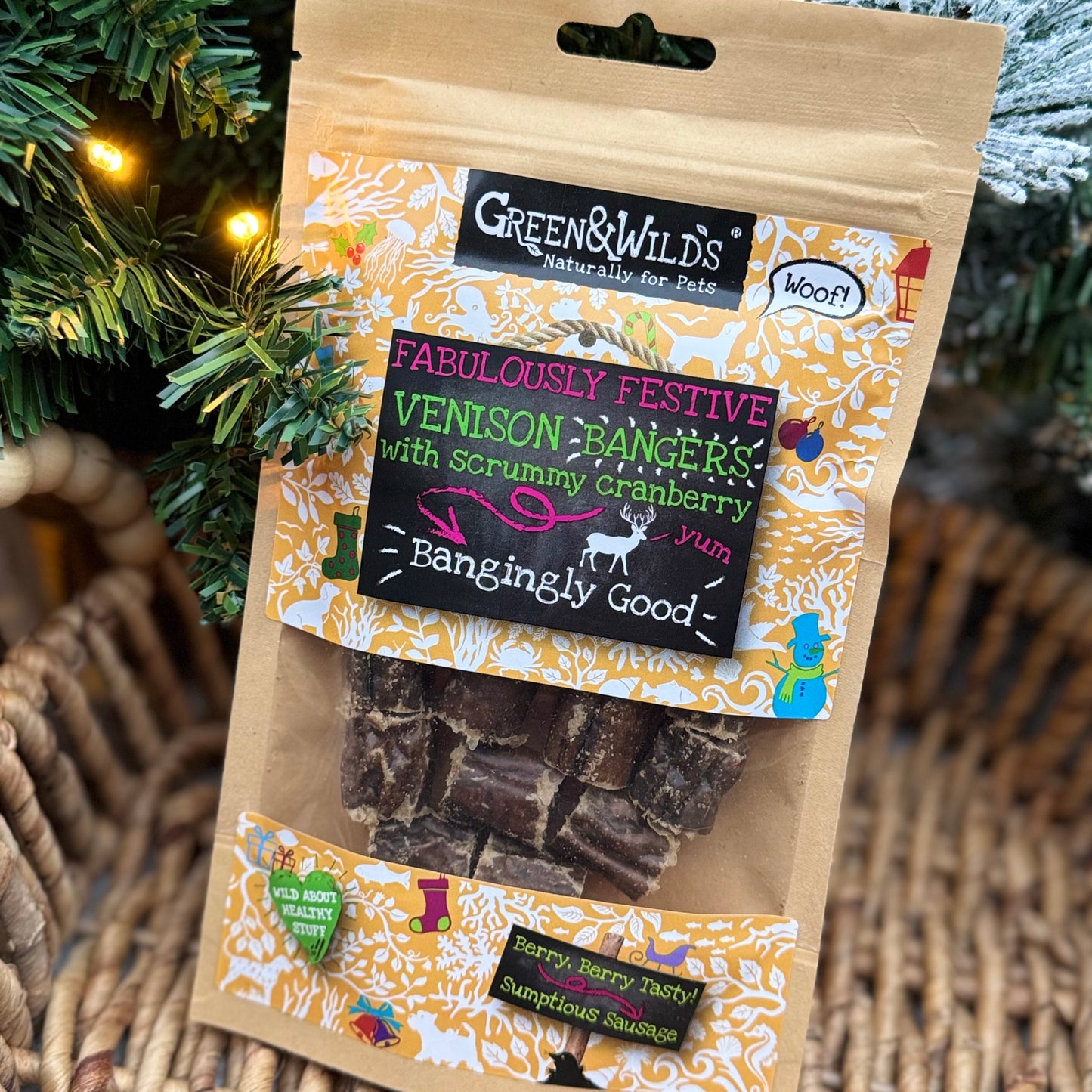 Green & Wilds | Venison & Cranberry Christmas Banger Slices 75g