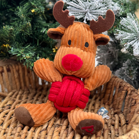 Riley the Reindeer | Plush & Rope Ball Dog Toy