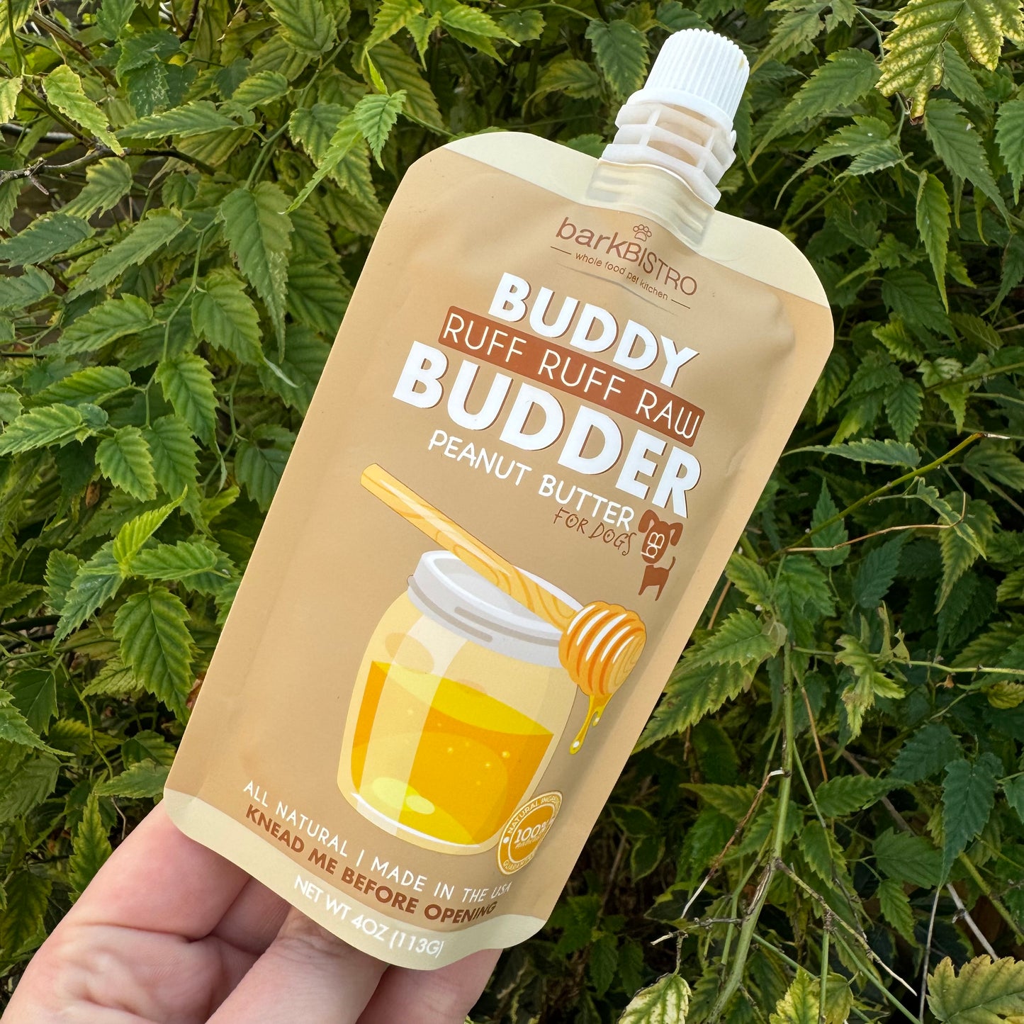 Buddy Budder Peanut Butter 4oz Squeeze Pouch | Ruff Ruff Raw