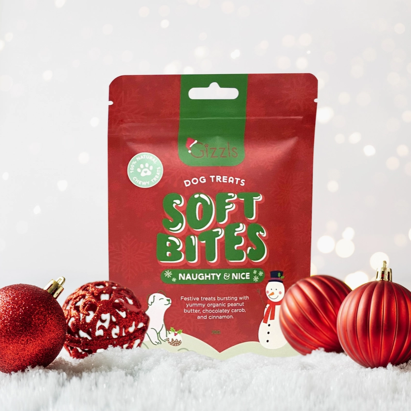 Gizzls Naughty & Nice Soft Bites | Peanut Butter, Carob & Cinnamon 70g